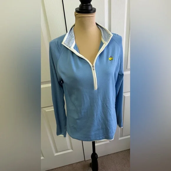 Masters Collection Elegant Light Blue Quarter-Zip Sweatshirt - Picture 1 of 6